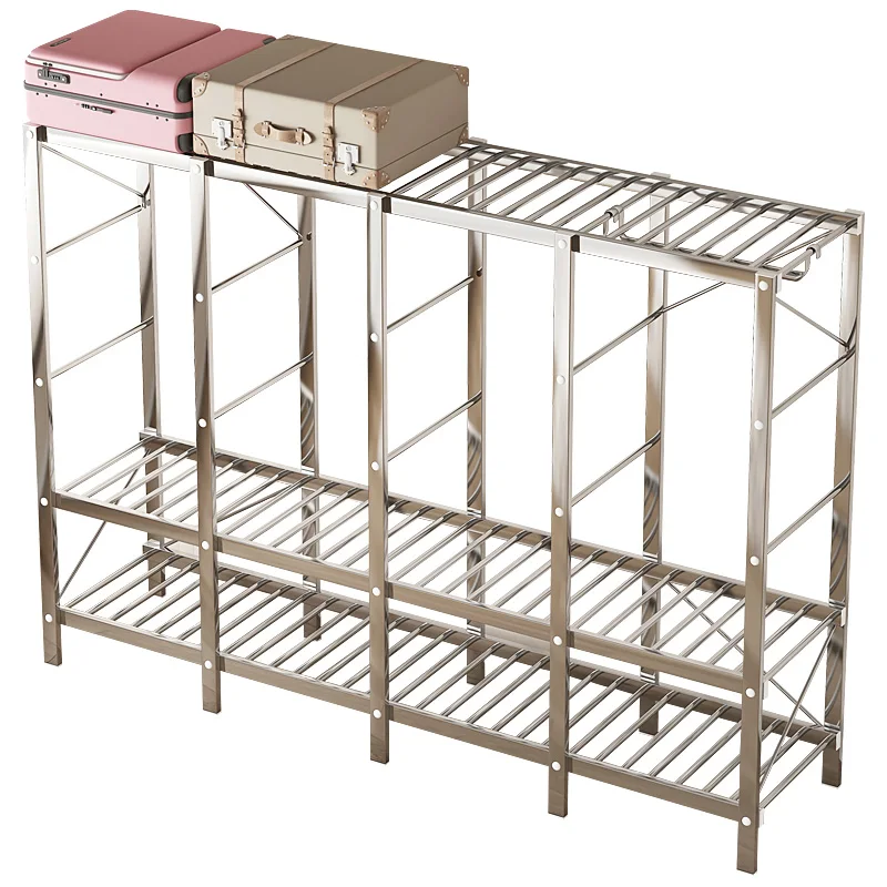 

Stainless steel simple wardrobe, wardrobe for home use, bedroom full steel frame