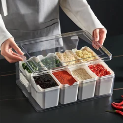 8 In1 Seasoning Storage Box Spice Jar Household Combination Seasoning Box Seasoning Bottle Containers Kitchen Organizer Gadgets