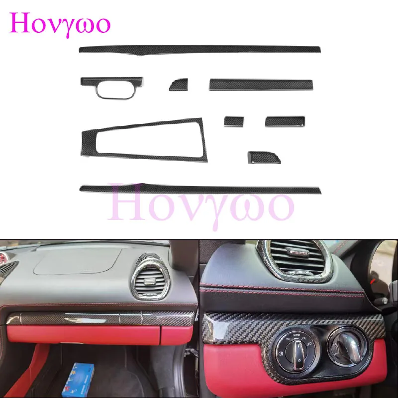 Real Dry Carbon Fiber Interior Trims Dashboard Cover Door Panels for Porsche 718 2016up