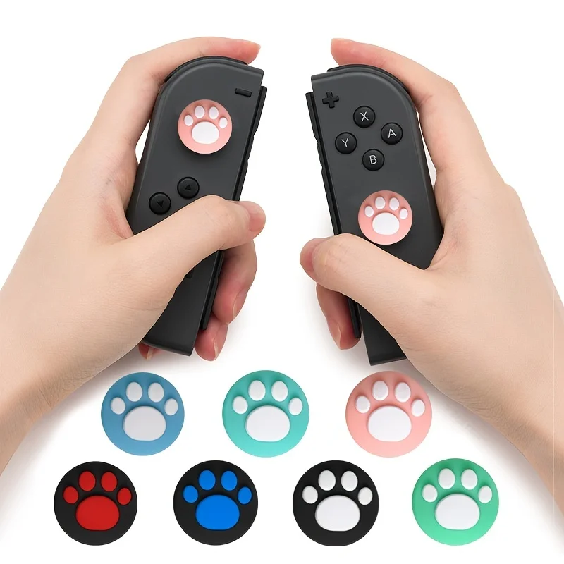 2pcs Cute Cat Claw Design Thumb Grip Caps Thumb Grips Analog Stick Cover Joystick Cap Soft Silicone Cover Compatible with Ninten