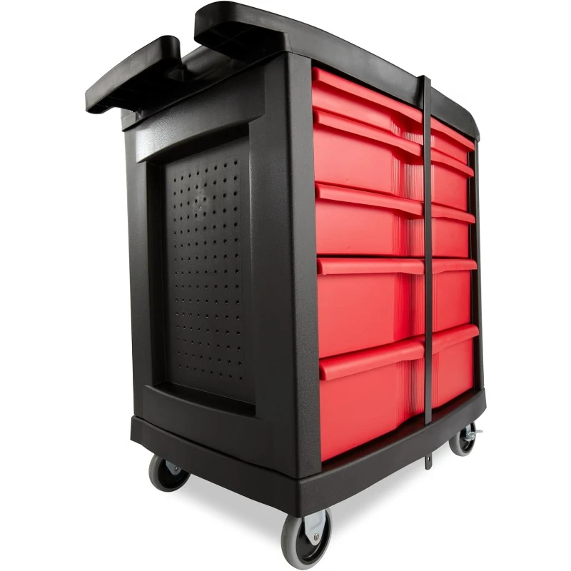 Mobile Tool Work Center, 5 Drawers, 250 lb. Capacity, Black, for Warehouse/Garage/Cleaning/Maintenance