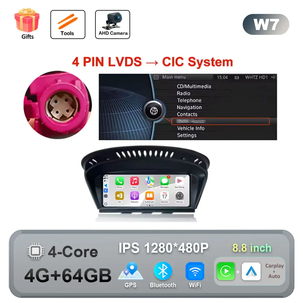Draadloze CarPlay Android 16 Auto Multimedia Radio Voor BMW 5 3-serie E60 E61 E62 E63 E90 E91 E92 E93 CCC CIC GPS WIFI Bedraad Auto