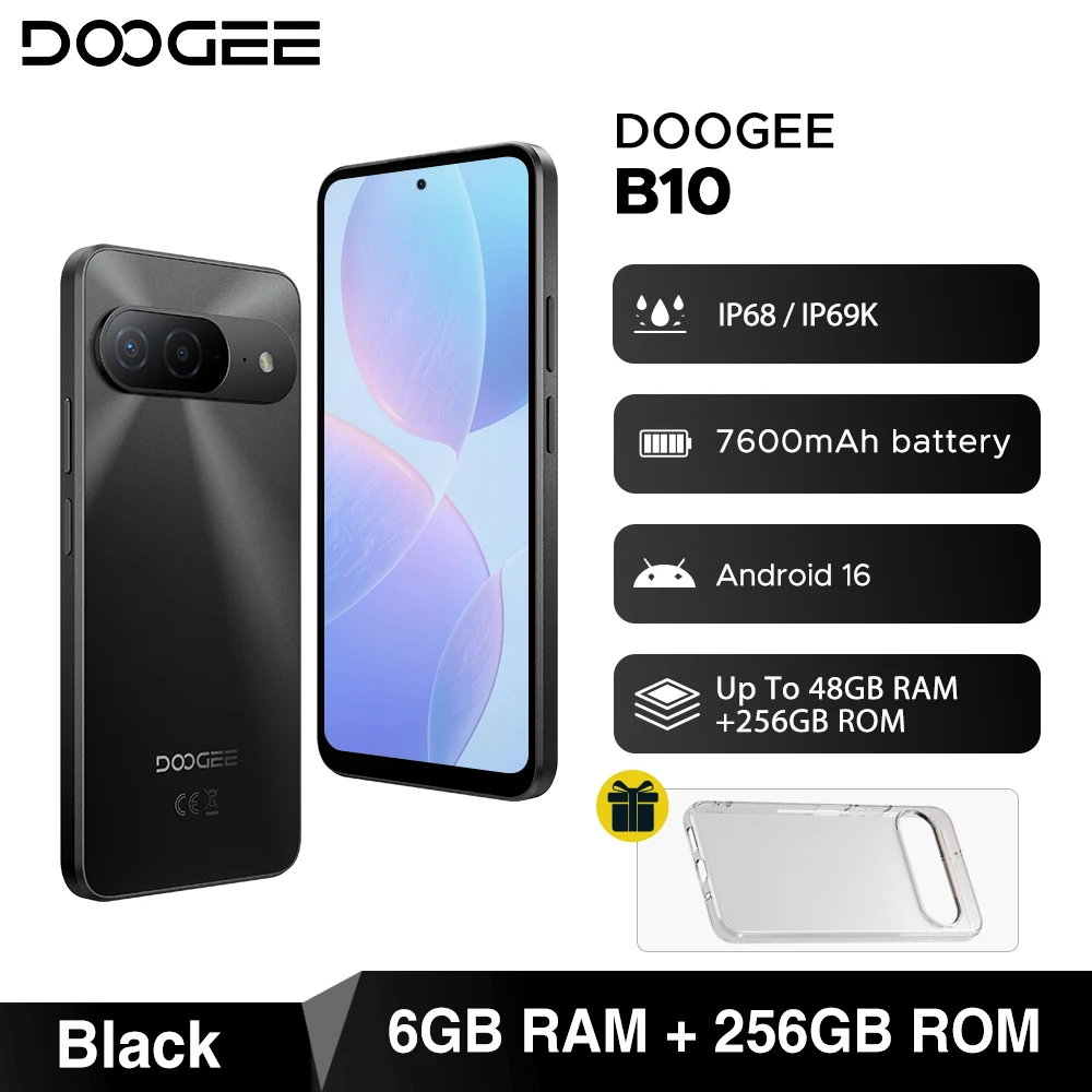 World Premiere DOOGEE B10 Smartphone 7600mAh Battery 6GB 256GB 6.6'' Display 64MP AI Camera Gemini AI Android 16 Mobile Phone image 3