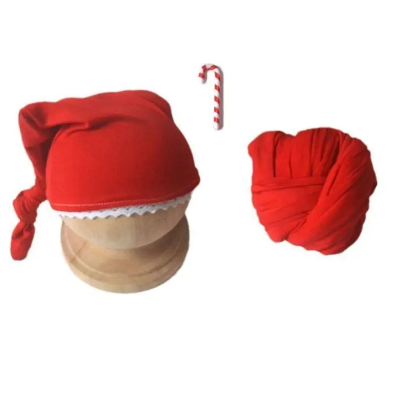 

U13F Newborn Photography Costume Hat Wrap & Crutch/Pillow Christmas Inspired Outfit