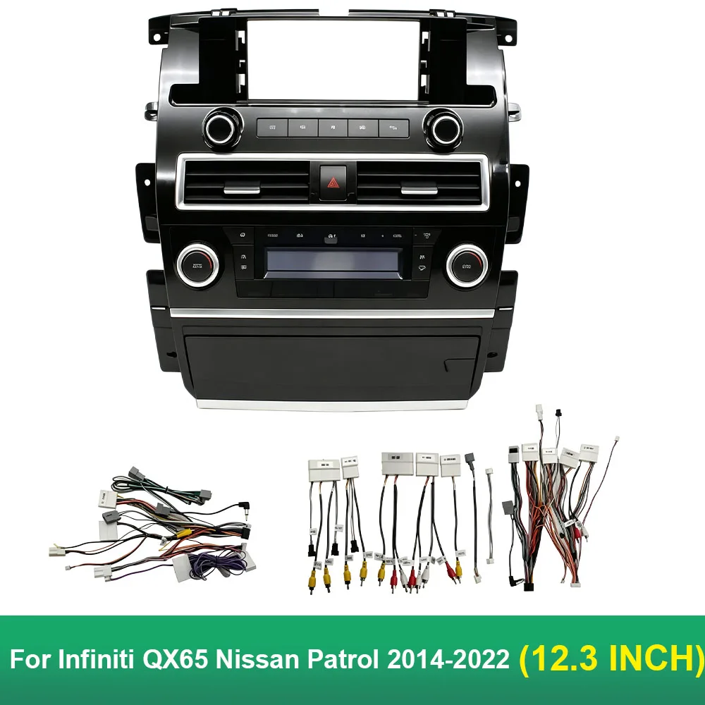 12.3 Inch Android Car Radio Fascia Frame for Infiniti QX65 Nissan Patrol 2014-2022 GPS Navigation Dash Panel Kit