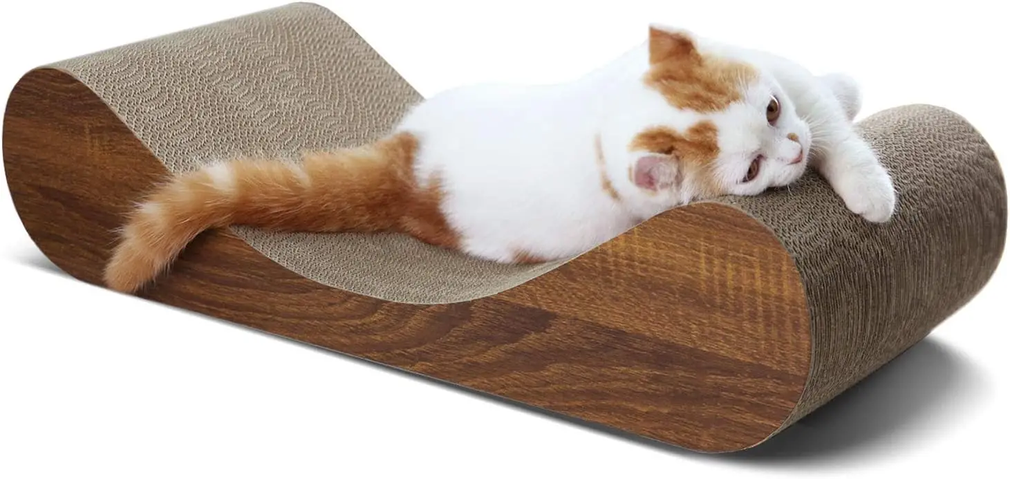 

Cat Scratcher Cardboard, Scratching Pad House Bed Furniture Protector, Infinity Shape, Curved (Wood, Bone)