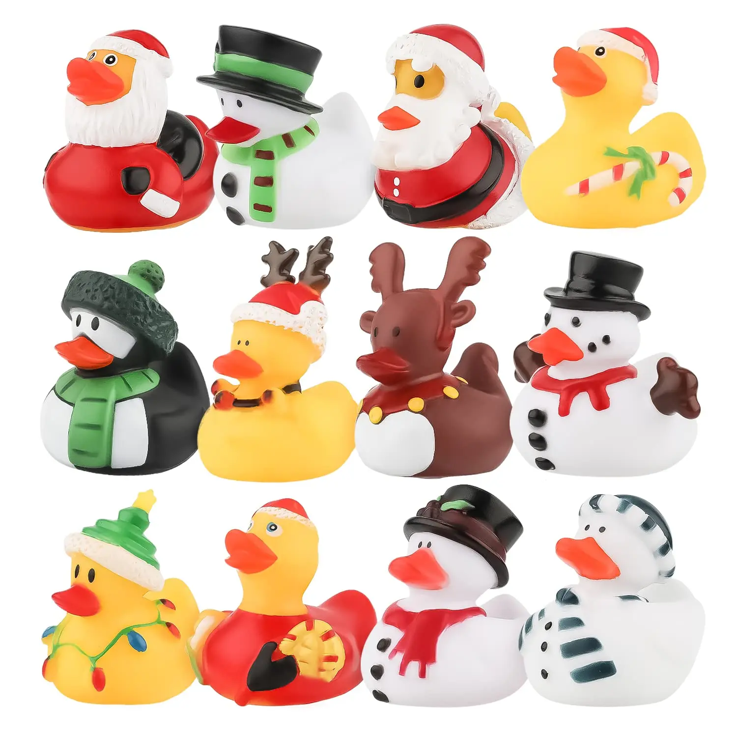 Patos de goma navideños, juguetes de pato de goma para baño, lindos para celebraciones navideñas, suministros para fiestas, regalos