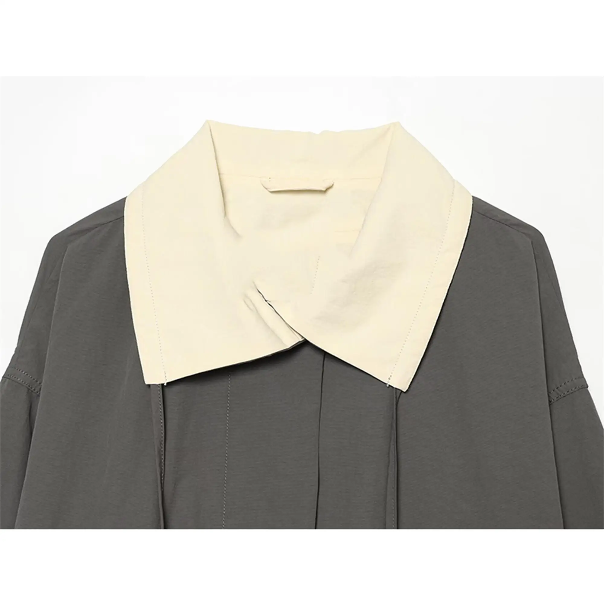 Herbst Neue Damen-Spleißjacke mit Revers und Gürtel, Langarm, Retro, Kurze Oberbekleidung, Lässiger High-Street-Stil, Damen-Pendlermantel – Detail 11