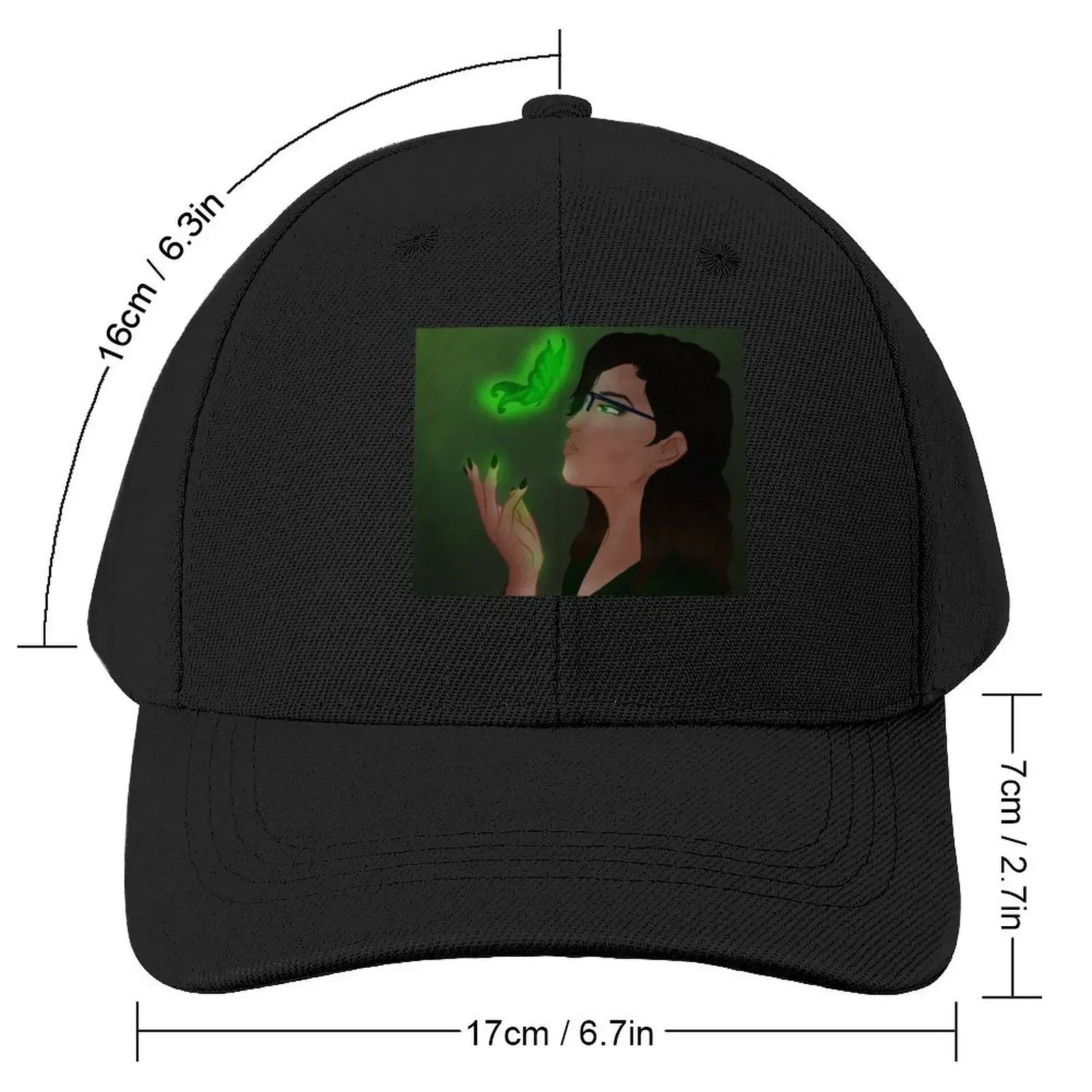 Illusion of glowing green butterfly emerges from hand Baseball Cap tea Hat Visor derby hat For Women Men's