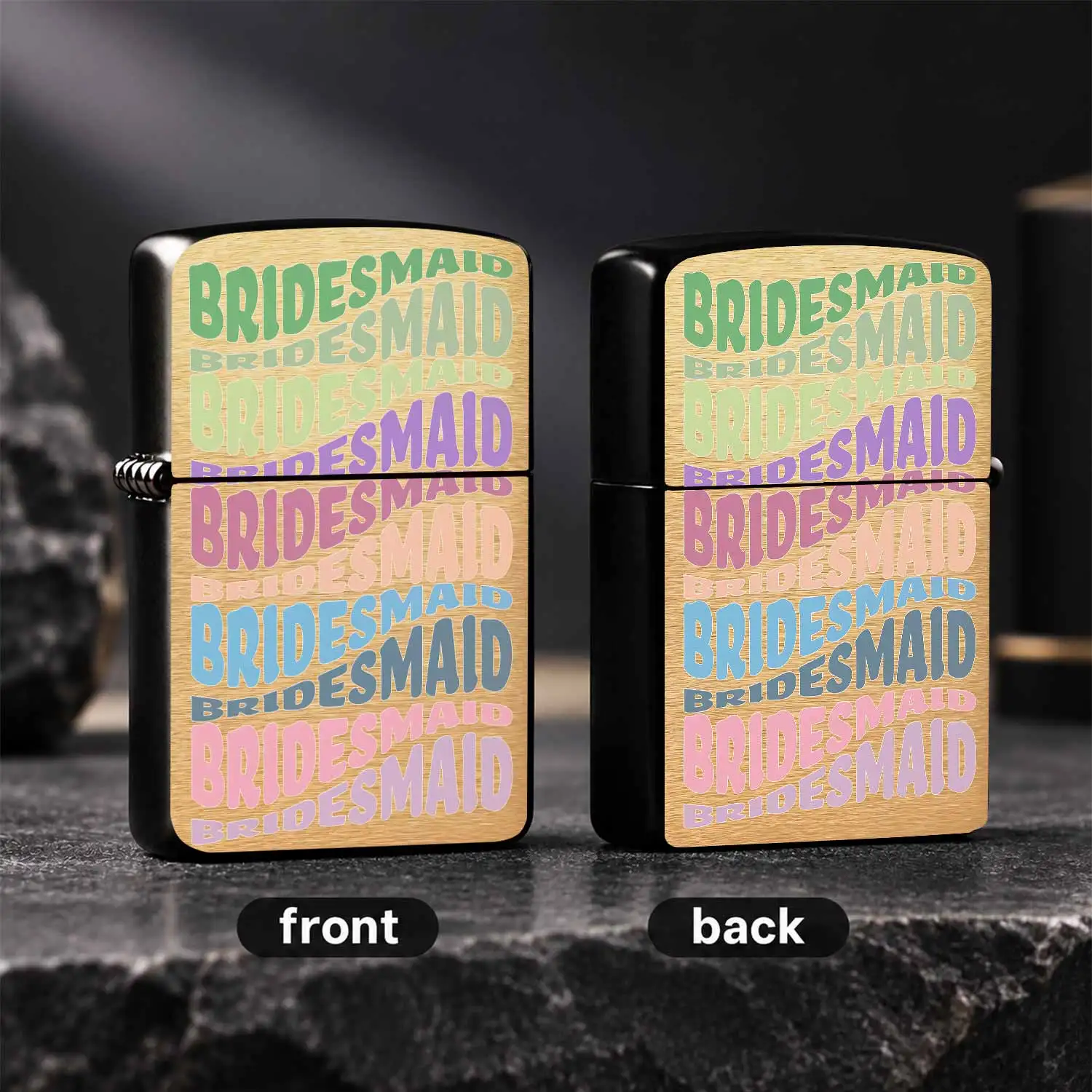 Bridesmaid Themed Lighter With Playful Repeated Letter Print, Fresh Macaron Color Delicate Decor, Ideal Wedding Favor Gift, Portable Practical Daily Ignition Tool, Suitable For Multiple Occasions As Lovely Festive Comm A Humorous And Intere