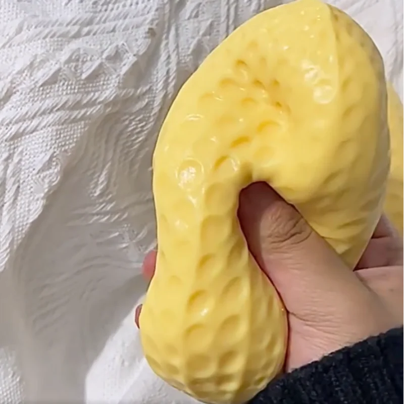 Peanut Stress Ball Crunchy Squeeze Ball Decor Buttery Soft Squishy Fidget Ornament ASMR Sensory Anti Stress Ball for Kids Adults