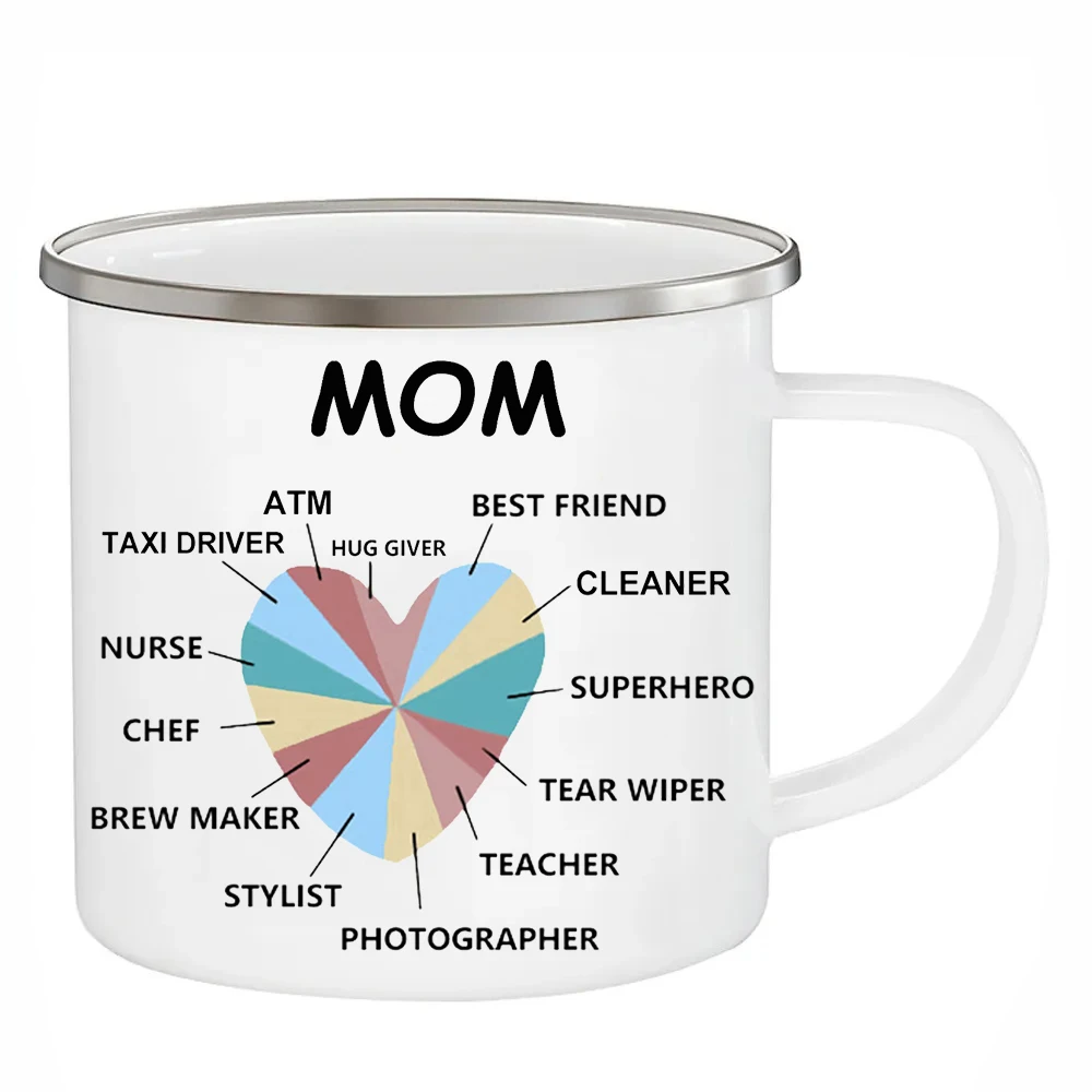 Personalized Name Mom Cups 12oz Enamel Papa Coffee Mug Mum Mama Tea Cup Friends Gifts Aunt Uncle Nana Daddy Mommy Dad Drinkware