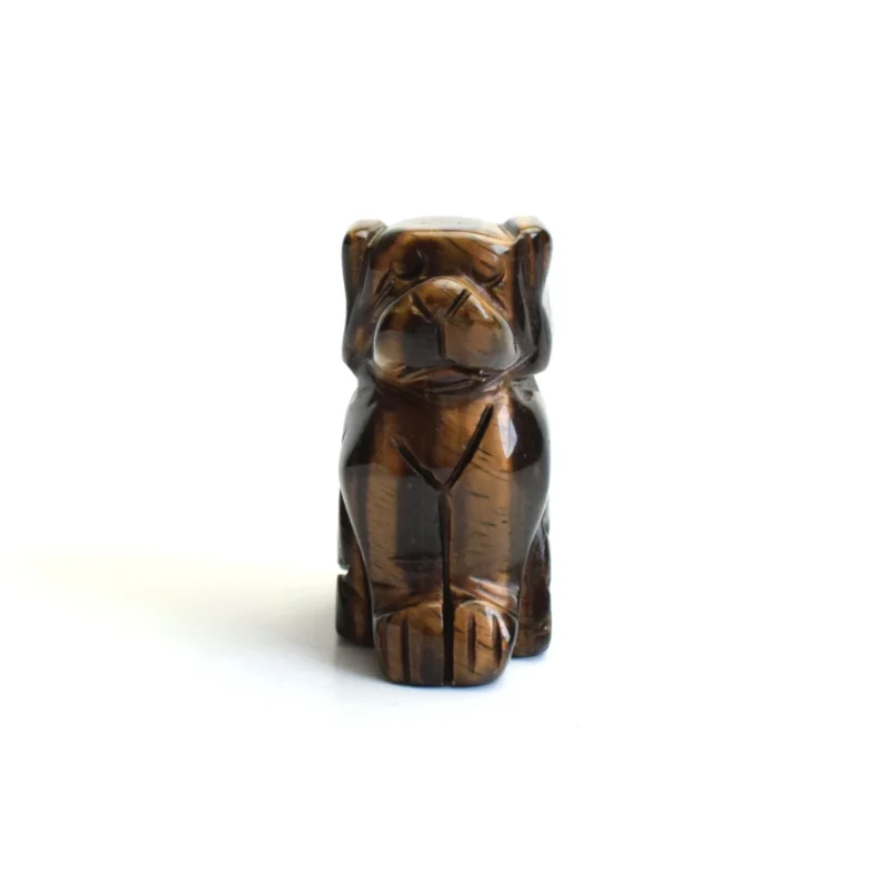 

1.9 Inch Natural Chakra Tiger Eye Stone Dog Statue Ornaments Crystal Reiki Healing Feng Shui Animal Figurine Desktop Decoration
