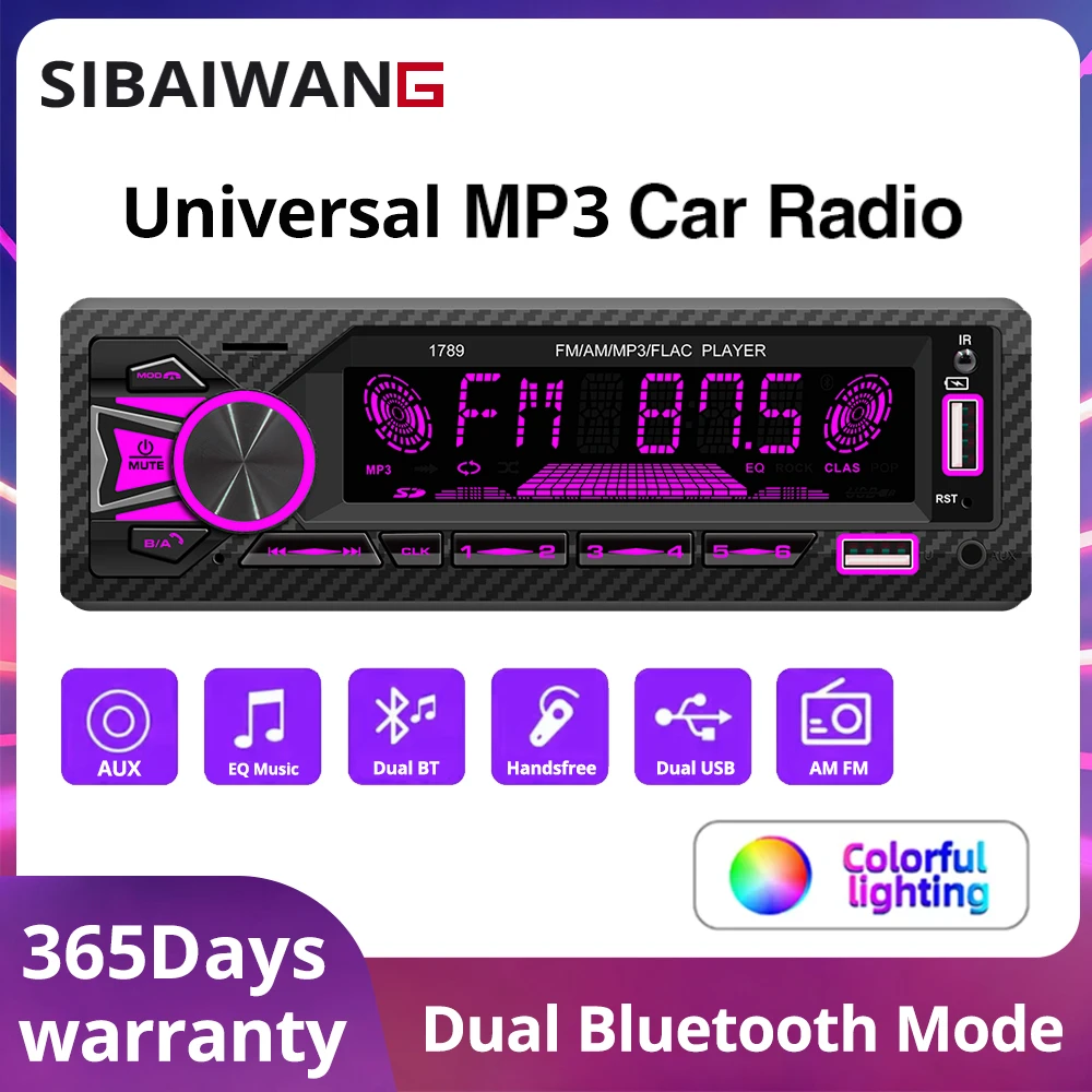 

1Din Bluetooth Car radio MP3 Player 60W*4 Audio Car Stereo FM AM Raidos EQ Aux input Dual BT Mode Dual USB 12V FLAC Lossless