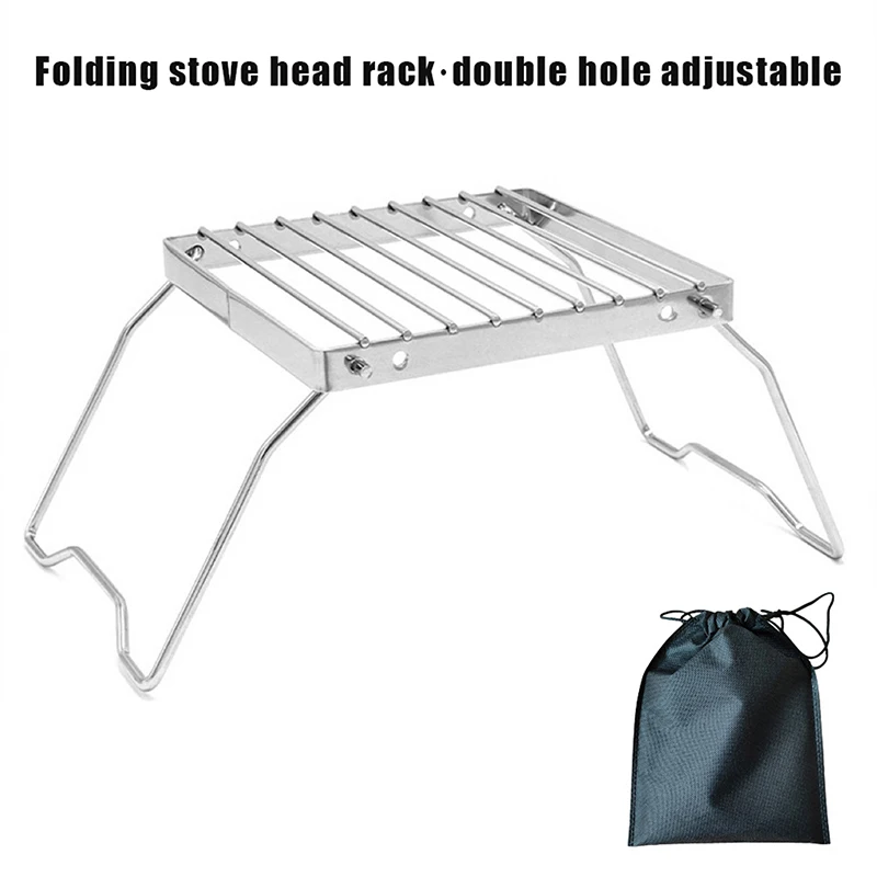 Baking Pan Folding Stand Outdoor Stainless Steel Stove Holder Camping Portable Folding Mini Barbecue Rack