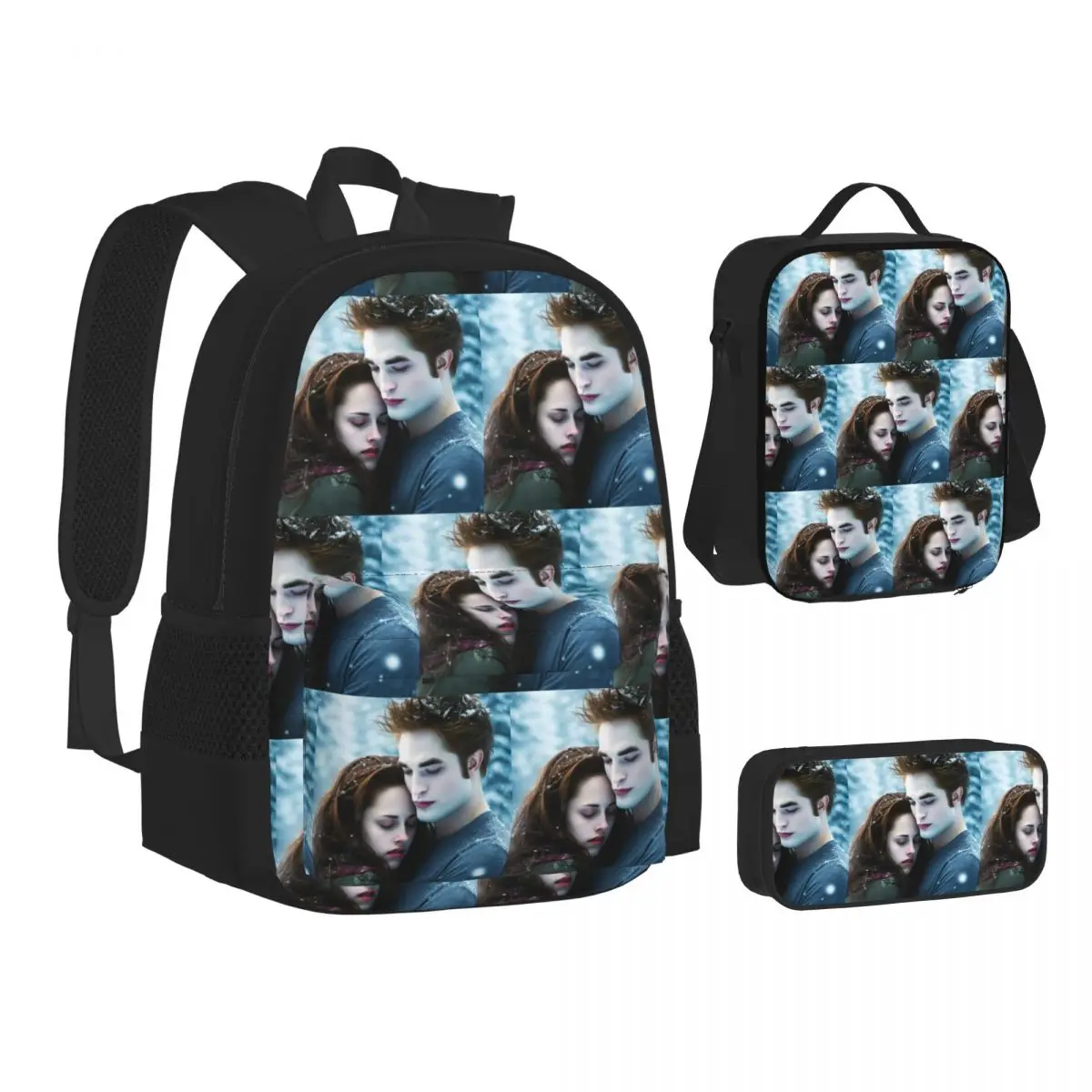 

The Twilight Saga Edward Cullen Backpacks Boys Girls Bookbag School Bags Kids Rucksack Lunch Bag Pen Bag Three-Piece Set