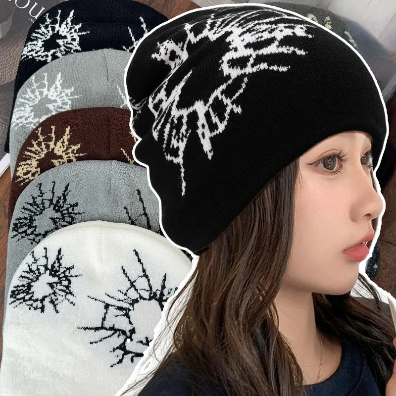 القوطية قبعة صغيرة Y2K أزياء للجنسين شتاء دافئ قبعة الجمجمة تمتد الدافئة سدادات حماية الأذن يندبروف متماسكة قبعات في الهواء الطلق هالوين #2