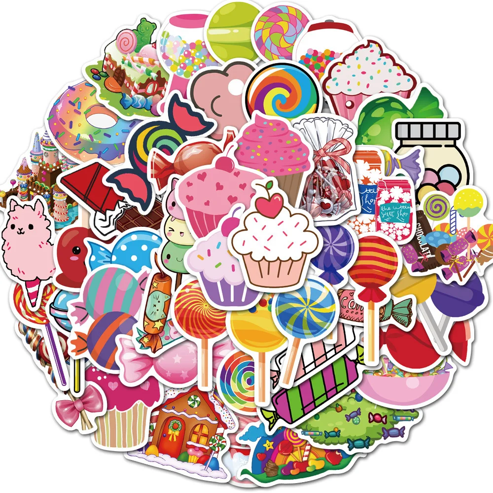 10/30/50PCS Cartoon Candy Lollipop Cute Sticker For Personality Toys Luggage Laptop iPad Skateboard Phone Sticker Wholesale