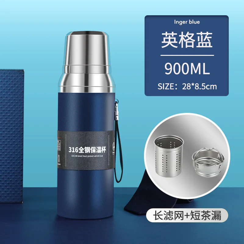 Large Capacity 1500ml Thermos Cup 316 Stainless Steel Thermos Portable Vacuum Flask Insulated Tumbler With Rope Water Bottle