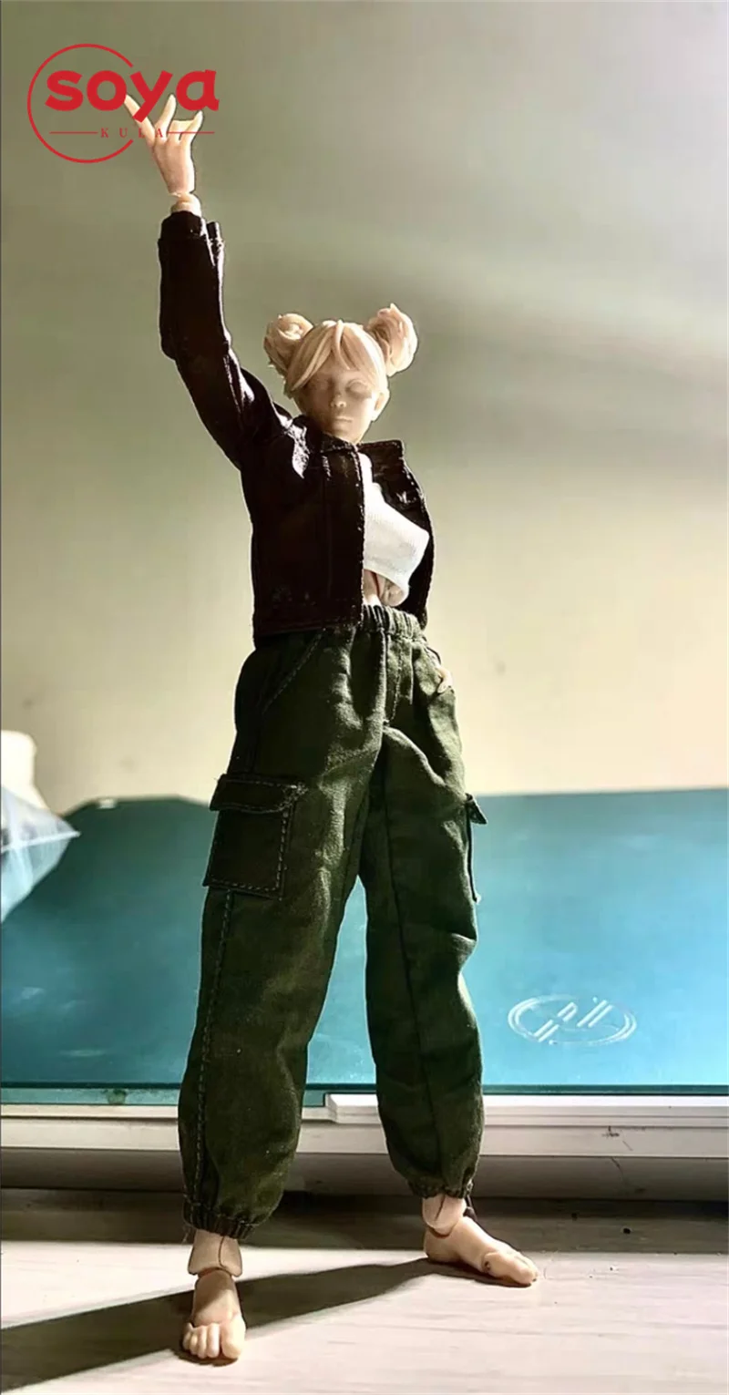 Veste en cuir de soldat pour femme, Leggings, pantalons de sport, vêtements, modèle adapté aux poupées corporelles de figurine d'action de 6 pouces, échelle 1/12
