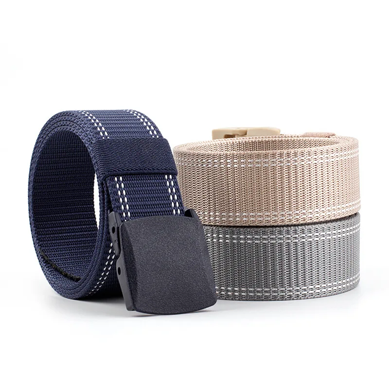 Cinturones de lona para niños y niñas, cinturón táctico informal de nailon con hebilla de plástico, nuevo estilo