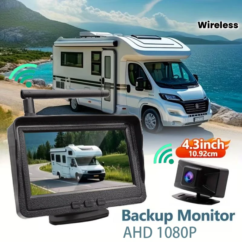 Wireless Backup Camera System | 10.92 cm Rear View Reversing Camera Monitor Kit for Cars, Vans, Trucks - 2.4G/3G/4G/5G Car Plug