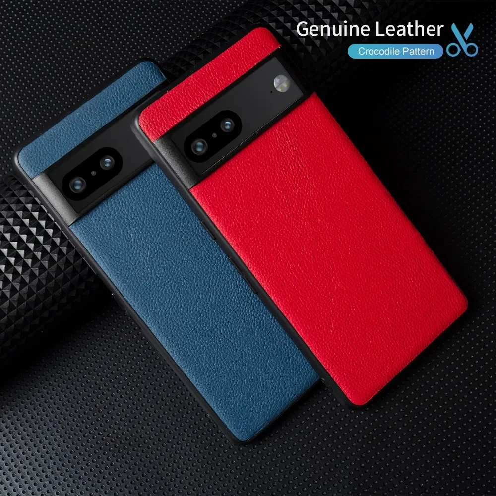 For Fundas Google Pixel 7A Case Luxury Genuine Leather Cases Pixel7 Pro 6 6A 5A Phone Cover Handmade Shockproof Back Shell Capa