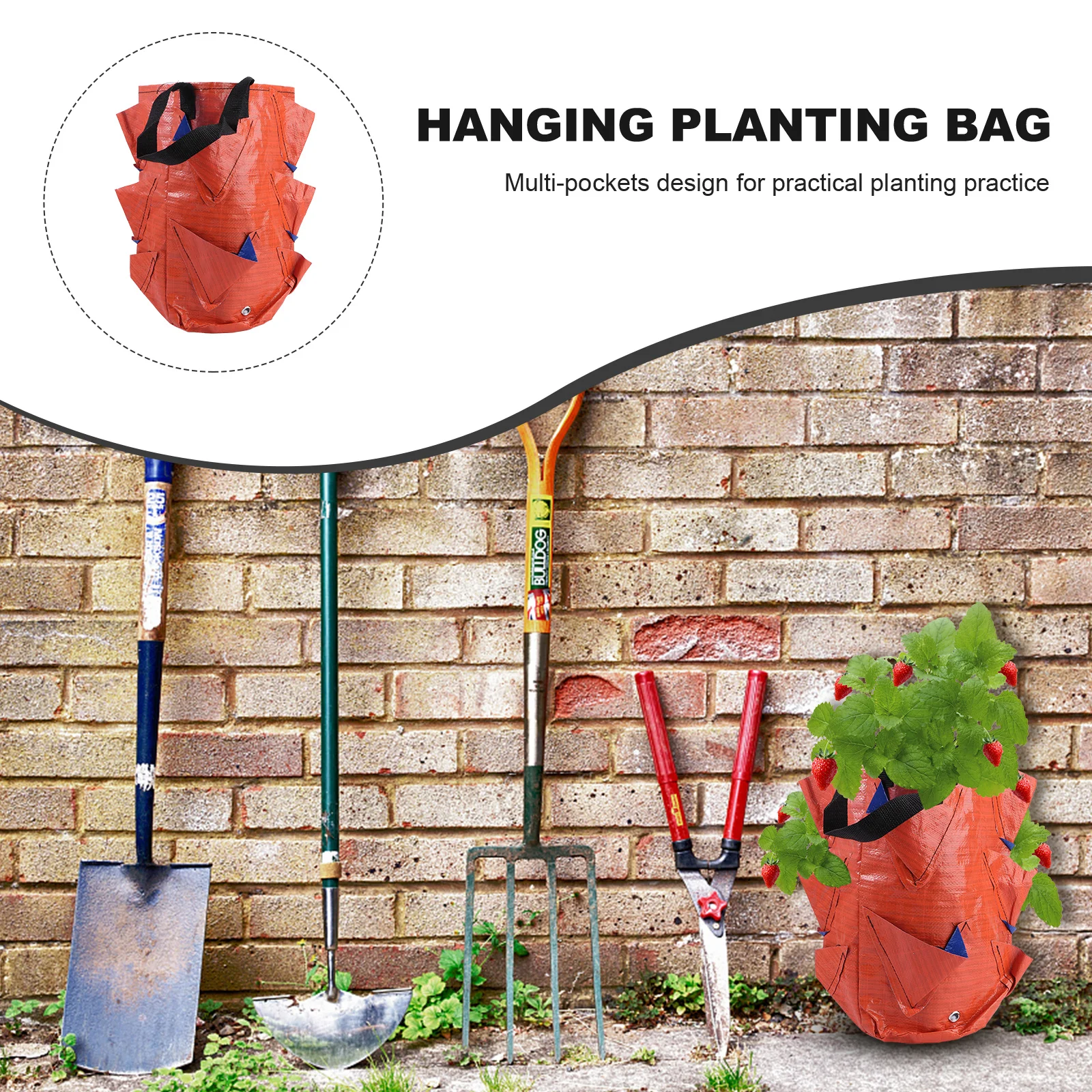 

1Pcs 3 Gallons Dark Green Strawberry Grow Bag Pe Multi Pockets Wall Planter for Indoor Outdoor Vegetable Gardening