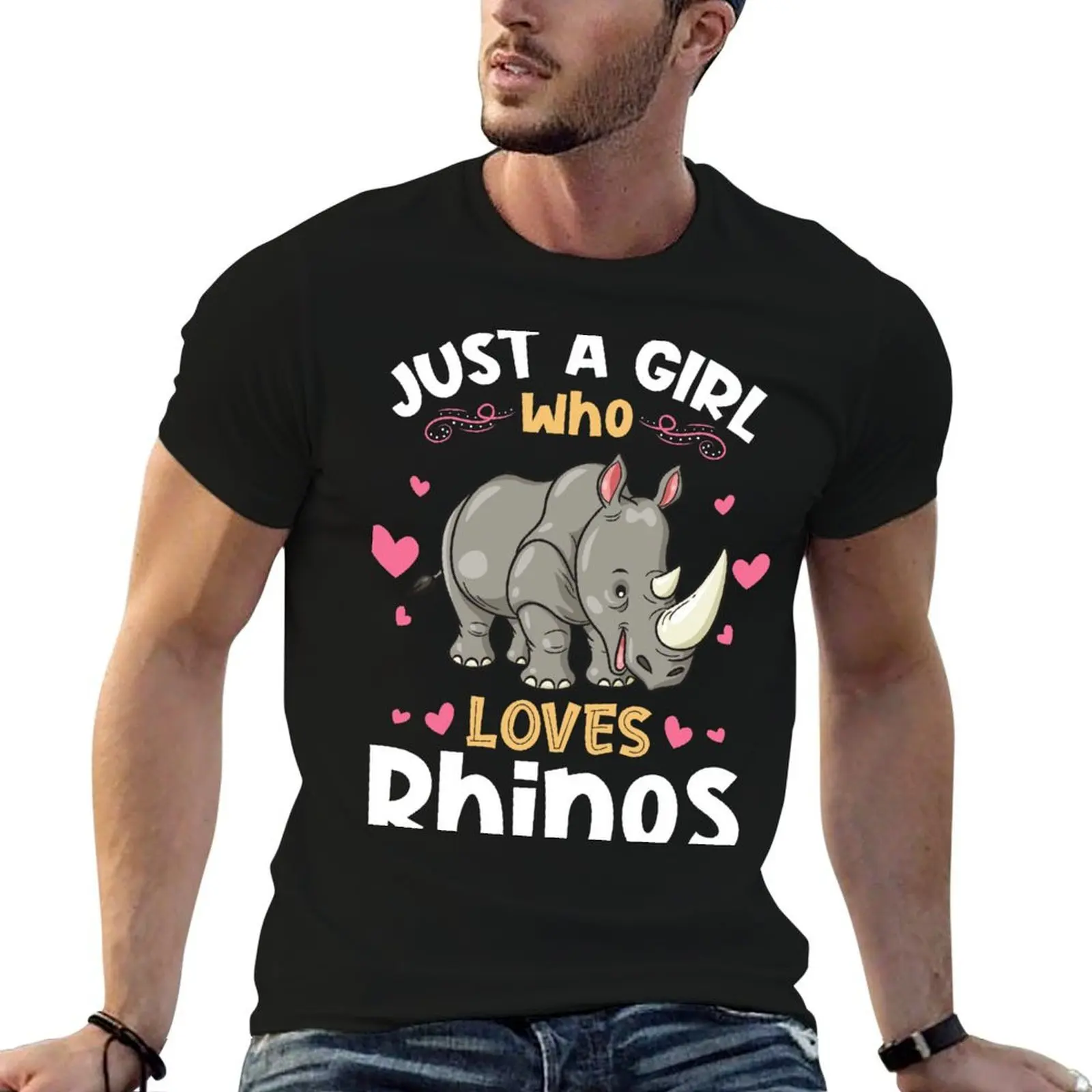 Just a Girl who Loves Rhinos T-Shirt plus size clothes sublime mens graphic t-shirts pack