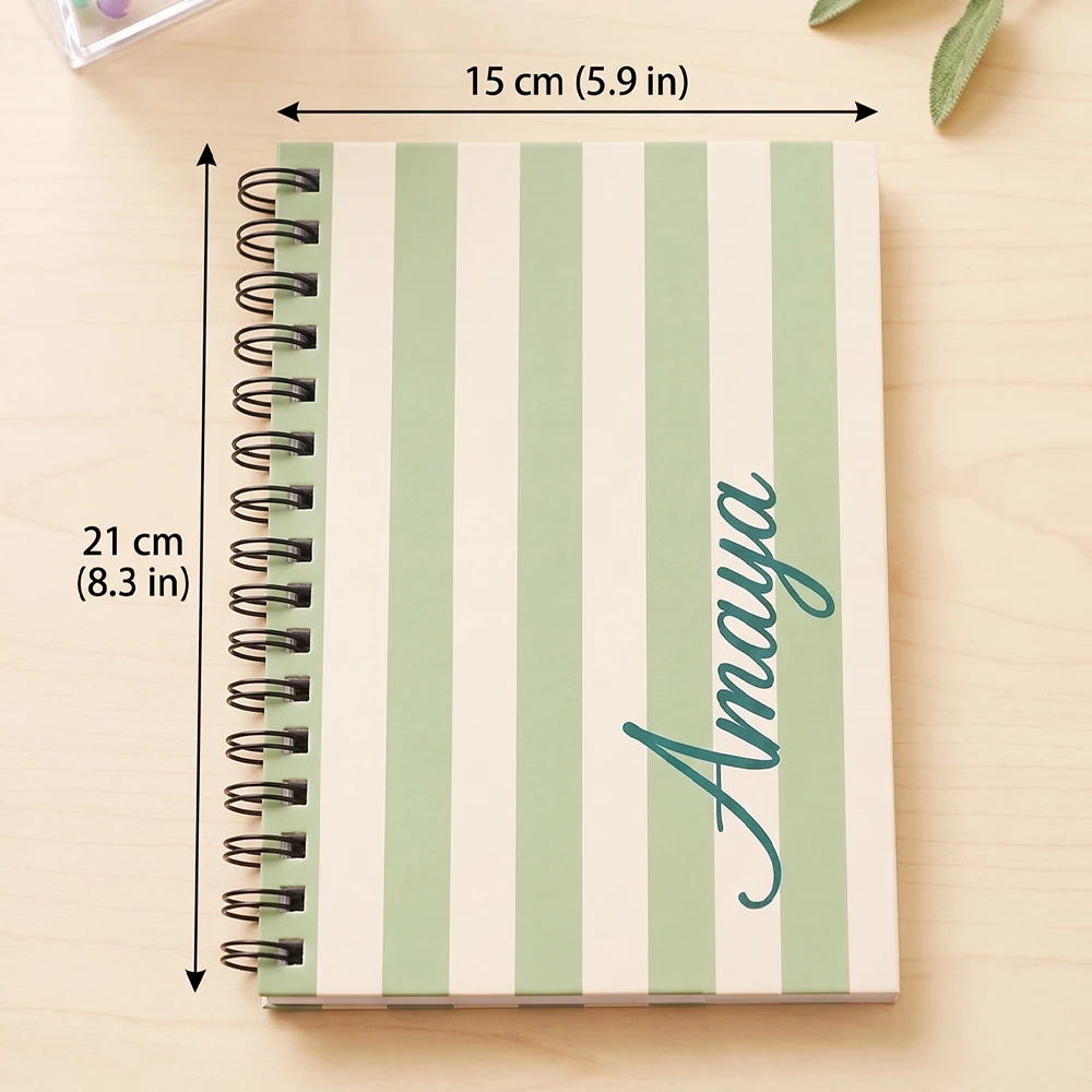 Customizable Soft Stripe Spiral Notebook,10 Color Palette Options,Daily Planner,Birthday Present,Note Taking,Back To School Gift