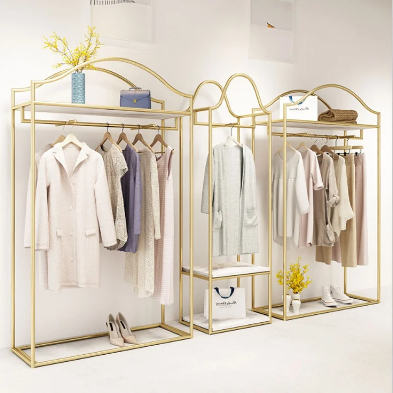 Imagem -04 - Nordic Design Garment Display Stand Dourado Rack Suspenso para Loja de Roupas de Varejo Personalizado Aço Inoxidável