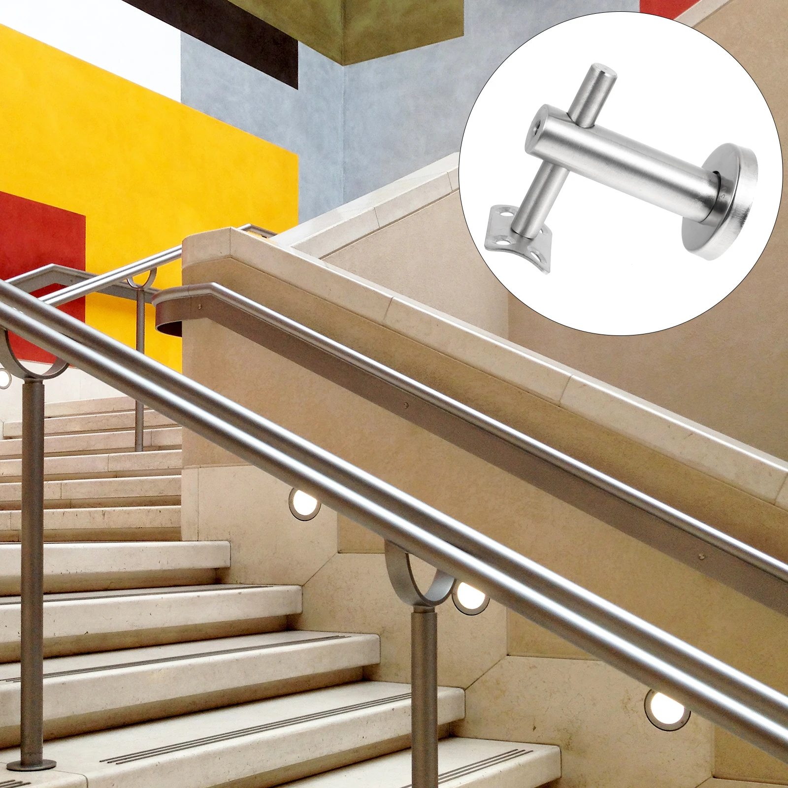 

Wall Mount H rail Brackets Silver Stainless Steel Durable Heavy Duty Stair Railing Support Construction Tools Metal
