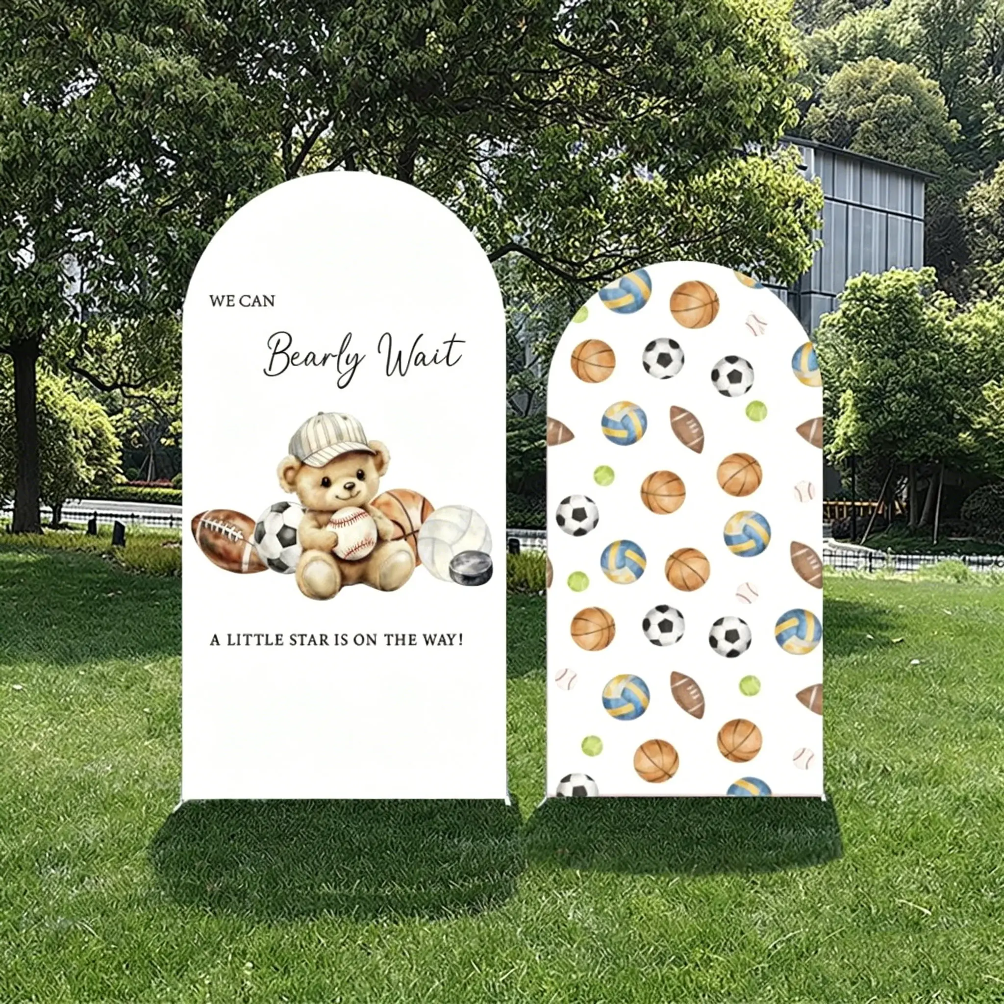 

A Little Star Player is on the Way Chiara Arch Background We Can Beraly Wait Baby Shower Party Newborn Sports Athlete Backdrop