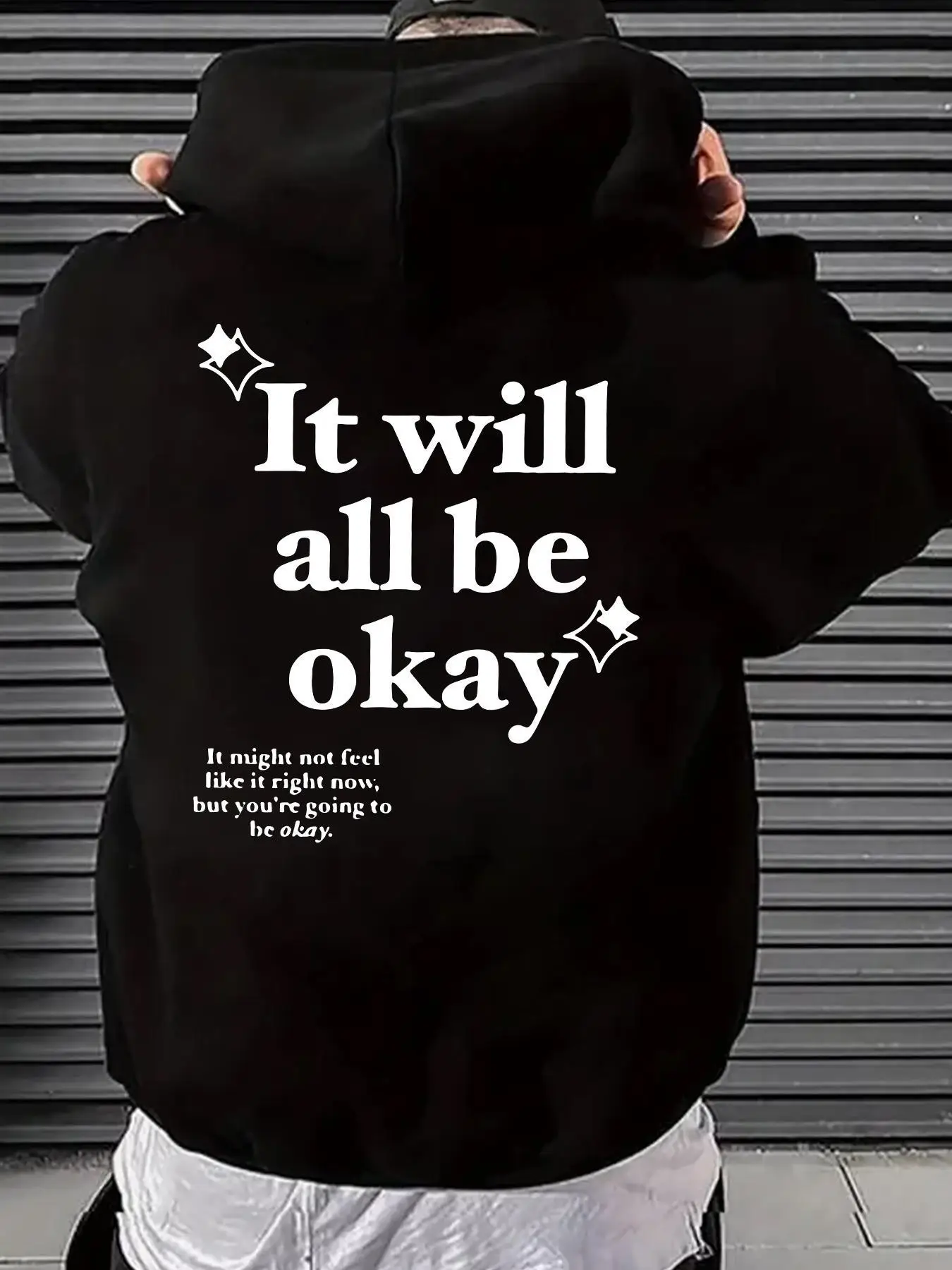 

Men's 'It Will All Be Okay' Oversized Streetwear Hoodie | Positive Inspirational Casual Pullover