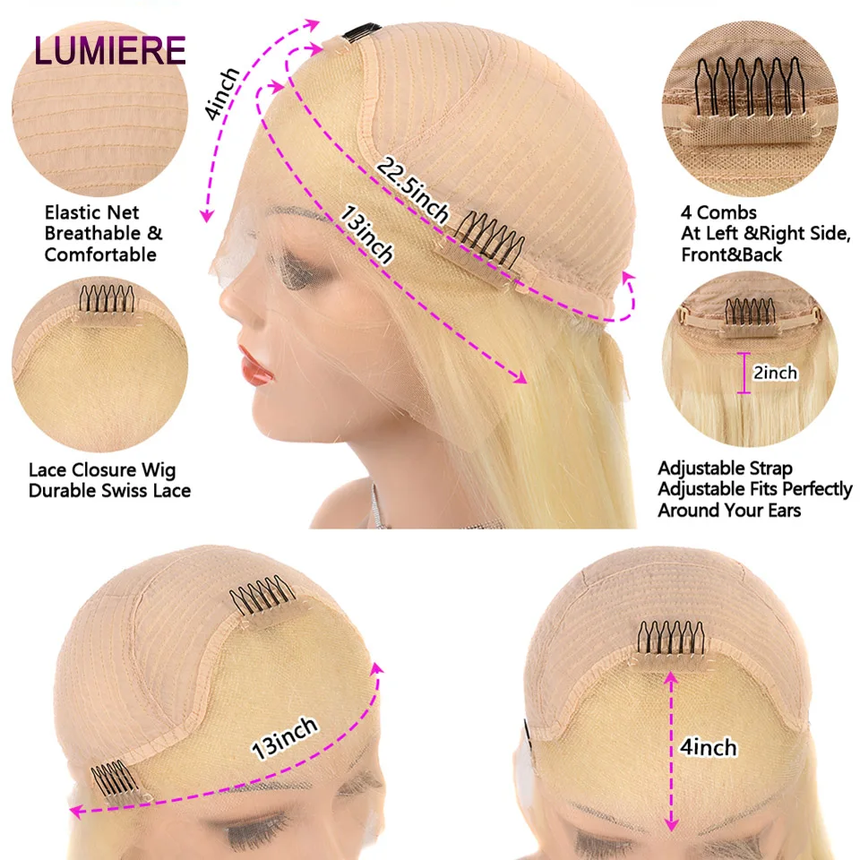 الجسم موجة الباروكات شقراء 613 Hd الدانتيل الباروكة الأمامية 13x6 4X4 الدانتيل إغلاق أمامي شعر مستعار شعر الإنسان الدانتيل شعر مستعار أمامي قبل قطعها 20A