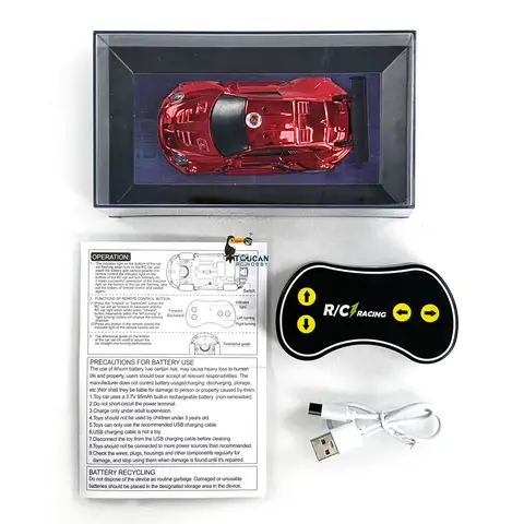 1/43 스케일 RC 레이싱 카 LED 조명 RTR 미니 원격 제어 전기 자동차 모델 소년을위한 장난감 선물 준비