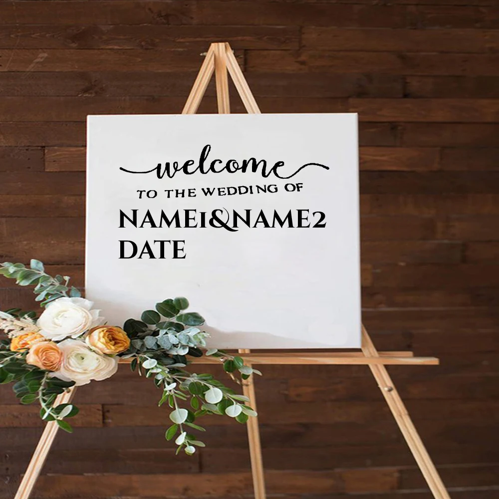 

1 pc cool beauty Wedding Welcome Vinyl wallSticker Personalized Names And Date Wall Decal Wedding Party Decor Wedding Sign