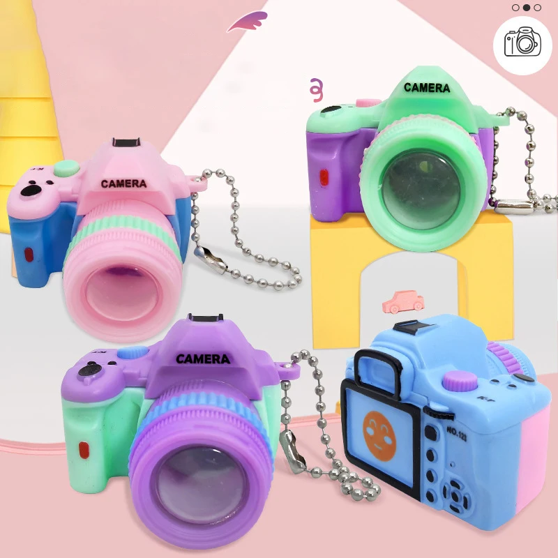 Creative Mini Cartoon Camera Toy Pendant Simulation DSLR Camera Keychain Cute Children Backpack Decoration Charms Birthday Gift