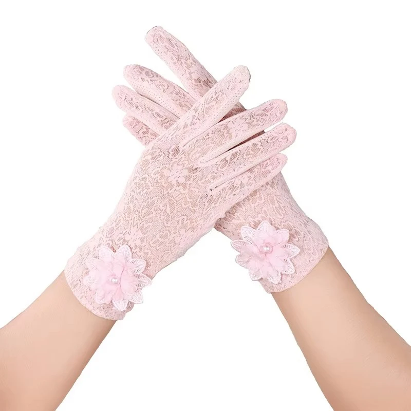 Rimiut Fashion Lace Flower Women Gloves Breathable Wedding or Driving Decor Gloves for Women Female Waiter Gloves Touch Screen