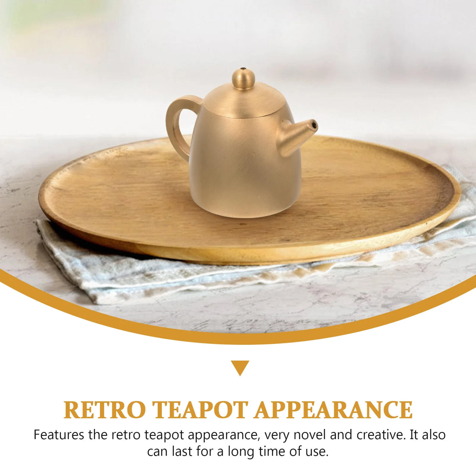 

Teapot Shaped Brass Ornament Fine Craftsmanship Retro Chinese Design Desktop Decor for Living Room Study Table Top Decoration