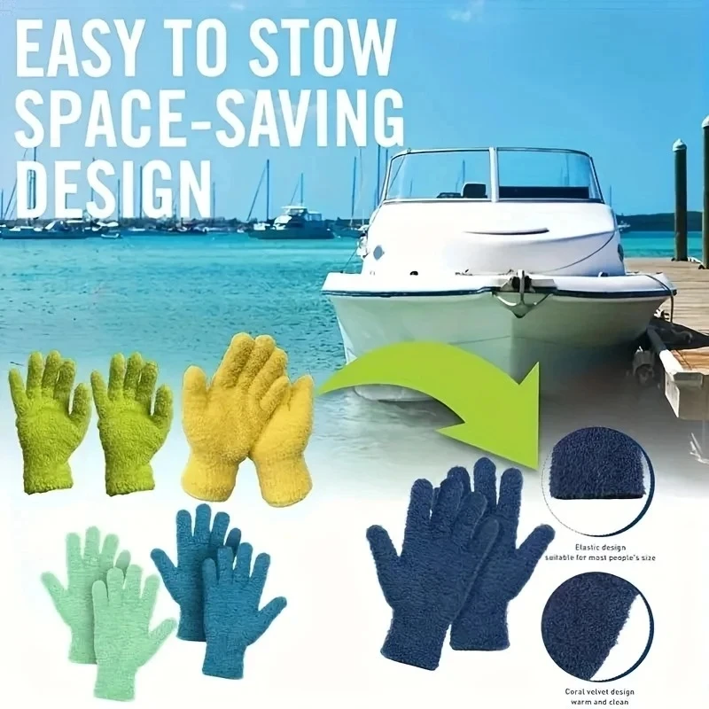 1 Pair Microfiber Dusting Gloves-Stretchable & Breathable Cleaning Gloves,Non-Waterproof for Car, Boat, RVs, Pool, Home, Kitchen