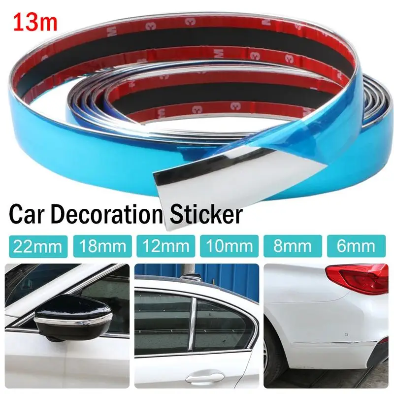 Carro Chrome Body Strip Bumper, Auto Door Protective Molding, Styling Guarnição Etiqueta, Exterior, 12mm, 6mm, 8mm, 10mm, 12mm, 15mm, 20mm, 30mm