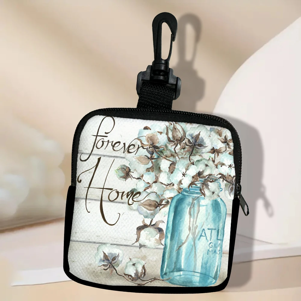 

Retro Flowers Mini Multifunction Rectangular Wallet Zipper Coin Purse Space Saving Travel Pouch Students 7.2