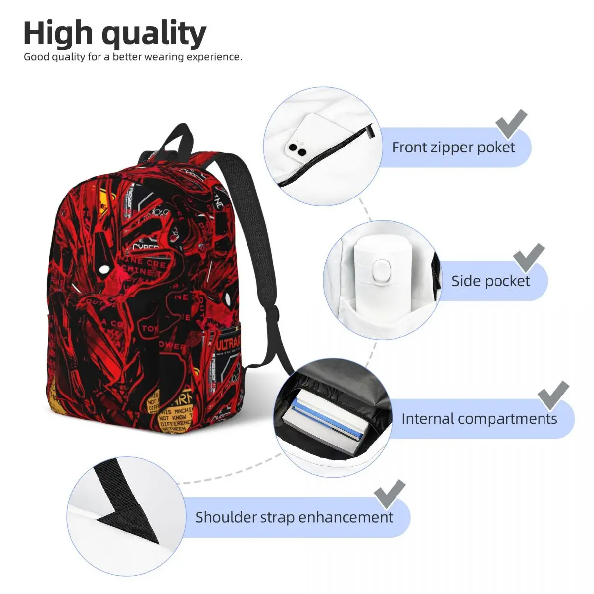 Ultrakill V1 V2 Shooting Game Backpack Men Women Casual Student Business Daypack Hell is Full Laptop Shoulder Bag with Pocket view 4