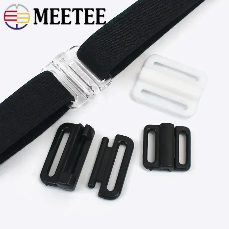 100Sets Meetee 8-25mm Plastic Bra Buckles Swimwear Adjust Front Closure Clip Bikini Clasp DIY Sewing Underwear Accessories