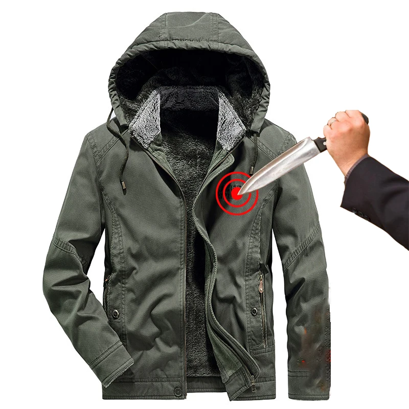 Winter Plush Self-Defense Jacket Stab-Proof Machete Resistant Flexible Cut Resistant Safety Clothing for SWAT FBI Policy Swat