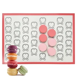 Silicone Baking Mat with Heart Shaped Pattern for Oven, Non Stick Reusable Bakeware Sheet Liner for Make Macaron, Cookie, Pastry