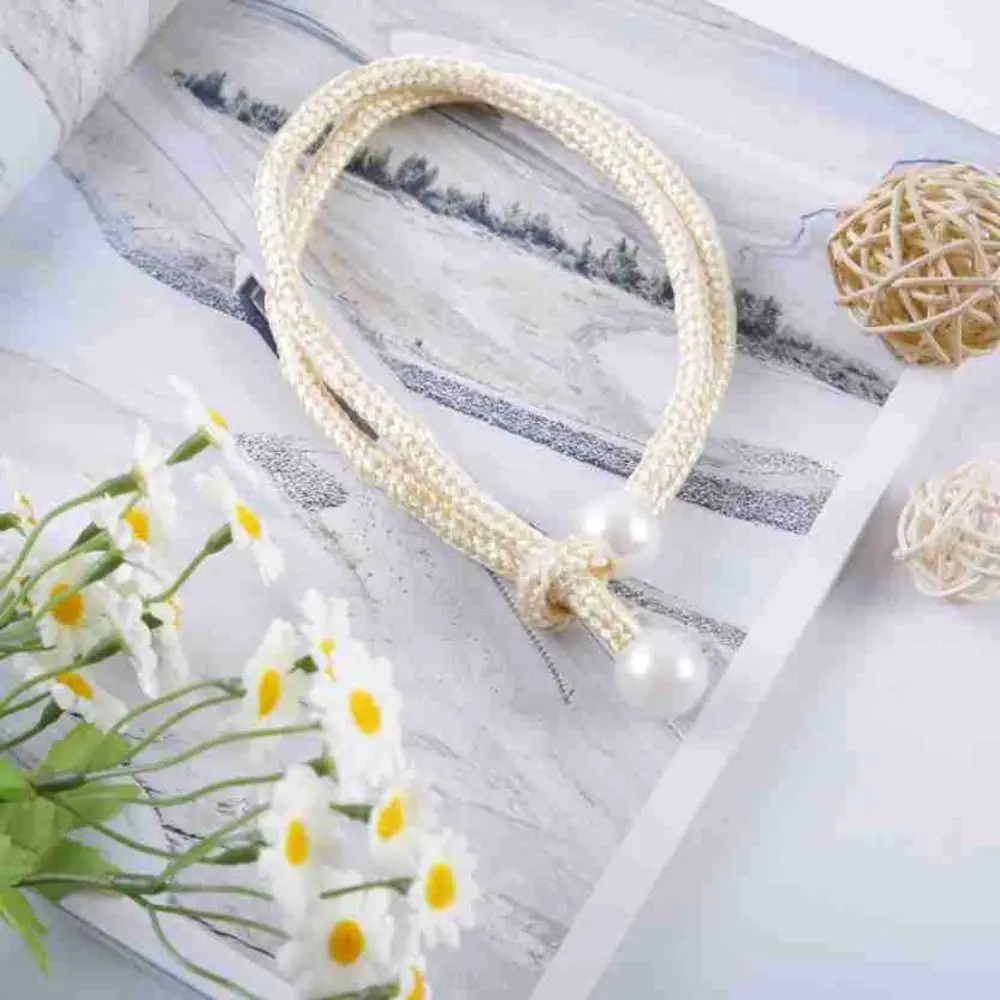 Small Pearl Pearl Curtain Clip With Strap Pull-Out Tie Curtain Holders Adjust Length Freely Exquisite Pearl Rope Curtain Decor