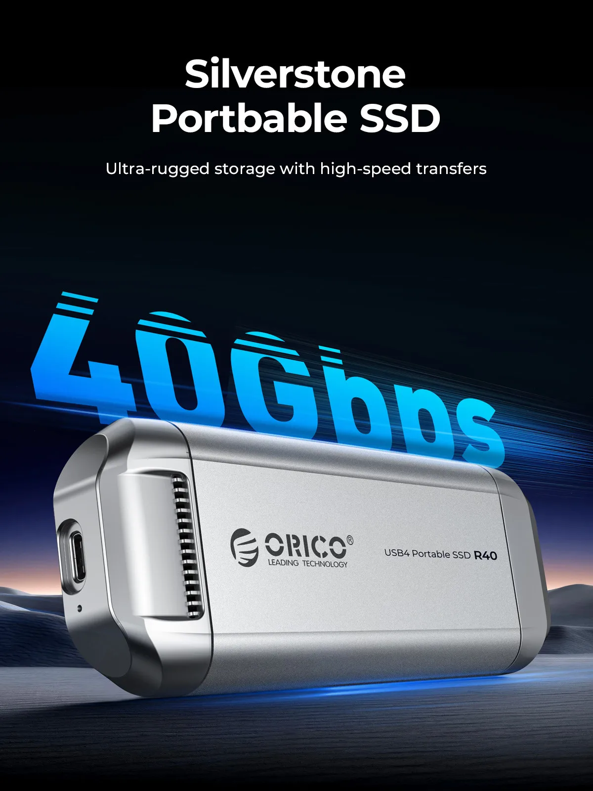 ORICO Silverstone محرك أقراص SSD محمول 3500 ميجابايت/ثانية محرك أقراص الحالة الصلبة الخارجي 2T 4T Type-C سبائك الألومنيوم PSSD مروحة تبريد مدمجة
