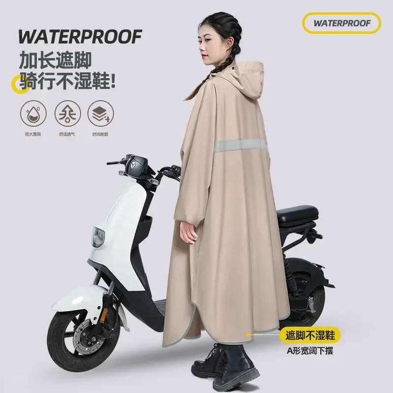 Thickened Oversized Single Riding Poncho Large Body Raincoat Hooded Motorcycle Rider Raincoat for Women and Men